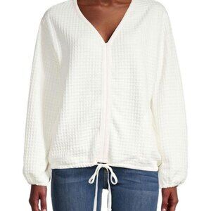 Max Studio Women's Off-White Waffle Popover Sweater - size Sm